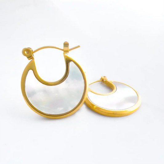 Retro Circle Earrings - White