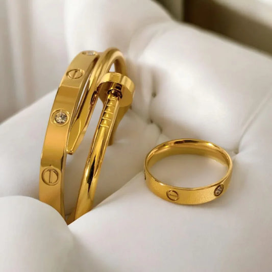 Nail Bangle, Cartier Bangle & Ring Stack