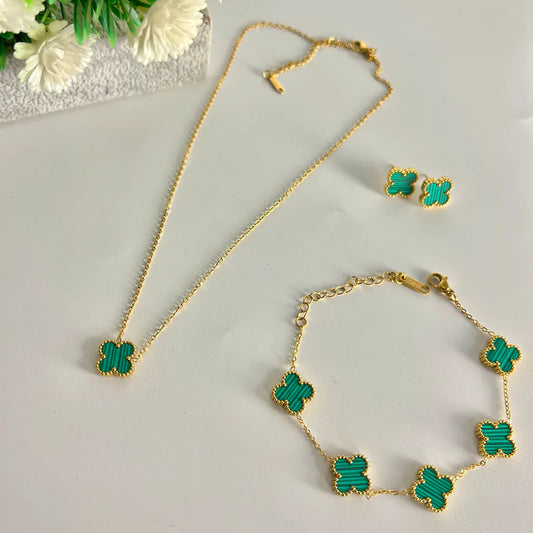 Green Clover Jewelry Set
